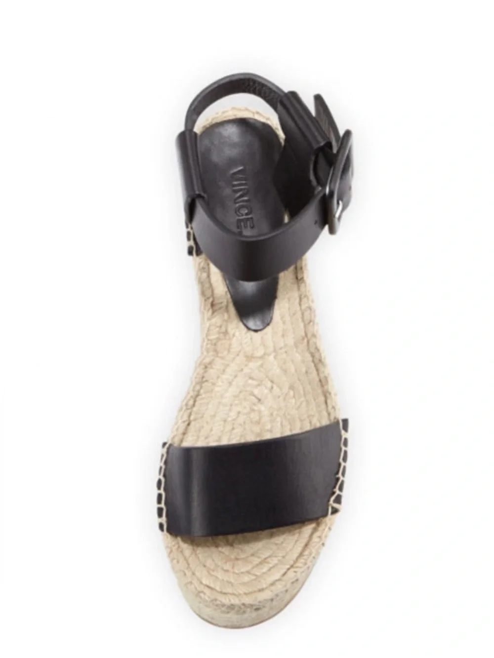 Vince Abby Leather Platform Espadrille Black Size 8/ EU 39